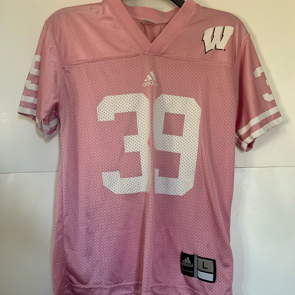 Adidas Pink Wisconsin badgers “28” football jersey